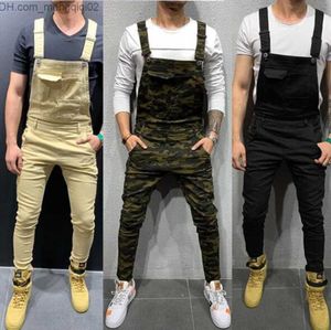 Men's Jeans Men's Jeans Big Pocket Camouflage Printed Denim Bib Overalls Jumpsuits Military Army Green Working Clothing Coveralls Fashion Casual Z230711