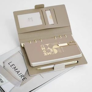 Блокноты A6 Pu Binder Notebook Planner Averate Agenda Cover 6 Кольцевые портативные блокноты офис настройка дневниковых канцелярских товаров Подарочная коробка 230704