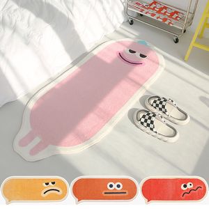 Tapete Kawaii para decoração de sala de estar oval engraçado antiderrapante falso caxemira tapete de cabeceira desgrenhado tapete de desenho animado quarto macio decoração para casa 230704