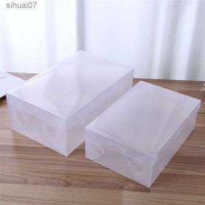 6st Transparent Skokartong Förvaring Klar Plast Skokartonger Vikbara Skofodral Hållare Skokartong Transparent Skor Organizer Box L230705