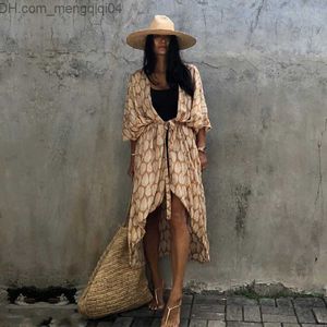 ملابس السباحة النسائية للسيدات Kaftan Beach Tunic Cover Up Saida de Praia Swimsuit Women Bikini Cover Pareo Sarong Wear N1225 220325 Z230705