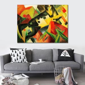 Jumping Horse Franz Marc Grande dipinto a olio astratto fatto a mano su tela con texture per soggiorno Wall Art