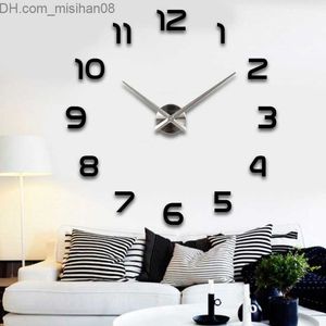 Horloges murales pointeur d'argent nouvelle vente horloge murale horloges reloj de pared montre 3d diy acrylique miroir autocollants quartz moderne décoration de la maison T200601 Z230705