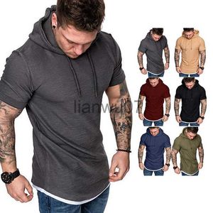 Herren T-Shirts 2022 Herren Quick Dry Crossfit Bodybuilding T-Shirt Fitness Training Sport T-Shirt Workout Top Lauf T-Shirt Hoodie Gym Kleidung J230705