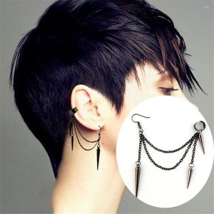 Backs Earrings 1 Pair Dangle Vintage Long Tassel Rock Hip Hop Ear Hook Stud Punk Rivet Clip