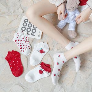 Женские носки Kawaii забавные фрукты женский хлопок красочный милый экипаж клубничная женщина для рождественских подарков