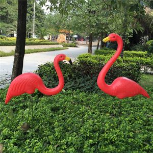Garden Decorations 1 pair Realistic Large Pink And Red Flamingo Decoration Lawn Figurine Yard Grassland Party Art Ornament Home Craft 230704