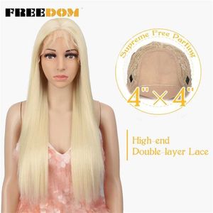 Synthetic Lace Front Wigs With Baby Hair Free Part Omber Blonde Long Straight Wigs For Black Women Cosplay Wig 230524