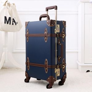 Suitcases Urecity Vintage Trolley Luggage Hardside Suitcase With Combination Lock High Quality Travel Trunk Mute Spinner Wheel