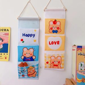 Storage Boxes 1Pcs Wall-Mounted Hanging Bag Dormitory Fabric Multi-Pocket Organization Bags Multi-Functional Cotton Linen