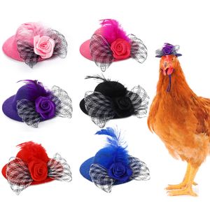 7 peças de chapéus de frango fantasia engraçada capacete de frango acessórios de Halloween Mini chapéu com alça de queixo elástica ajustável para coelho de hamster galinha (7 cores)