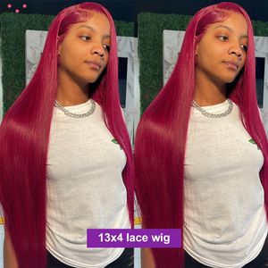 99J Burgundy Lace Front Wig 13x4 Hd Transparente Human Hair Lace Wigs Para Mulheres Brasileira Reta Lace Front Wigs