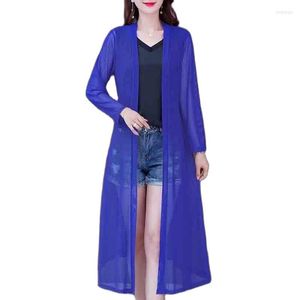 Women's Knits Mesh Cardigan Thin Coat Women's Summer Long-sleeved Sun Protection Clothing Long Slim With Skirt Beach Shawl Outside Ldy