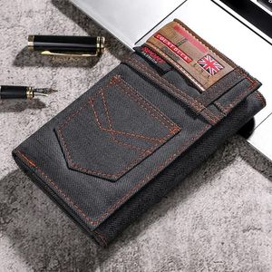 Vintage Men Wallet Coin Bag Long Style Purse Denim Cloth Wallets for Men Zipper Wallet High-capacity Luxury Clutch Bag Billetera