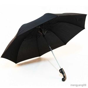 傘古典的な拳銃傘クリエイティブ折りたたみ男性半自動 UV 傘雨黒コーティングサンシェード日傘 R230705