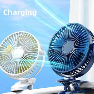 1pc USB Clip Fan Large Wind Power Mini Small Fan Automatic Shaking Head Desktop Clip Modello di ricarica Small Fan-4inch