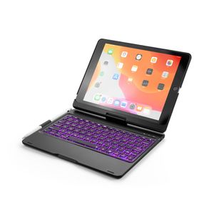 360-Grad-drehende kabellose Tastaturhülle für iPad 10.2 Pro 10.5 mit bunter Hintergrundbeleuchtung, Touch-Smart-Stand-Abdeckung F102ATS