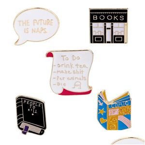 Brooches Cute Enamel Books Women Men Bookstore Reel Creative Cartoon Pins Badge for Children Fashion Jewelry Gift Drop Delivery Dh4rz