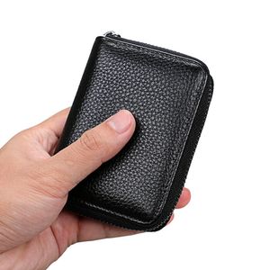 Mini carteira de couro 22 porta-cartões masculina carteira de negócios carteira de identidade de crédito capa de passaporte bolsa de bloqueio Rfid para viagem feminina 2022