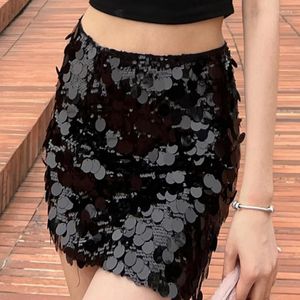 Skirts Sequin Wrap Hip Skirt Women's 2023 Summer Slim Design A-line Casual Club Party Short Spicy Girl Y2k