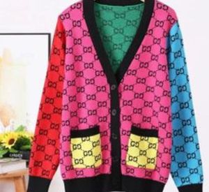 Kadın Sweaters V Yastık Nakış Lüks G Mektup Uzun Kollu Örme Hırka Moda İnce Gevşek Ceket