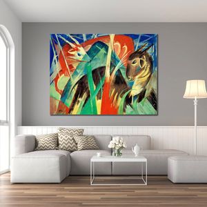 Modern Abstract Canvas Art Fabeltiere I (tierkomposition I) Franz Marc Handmade Oil Painting Contemporary Wall Decor