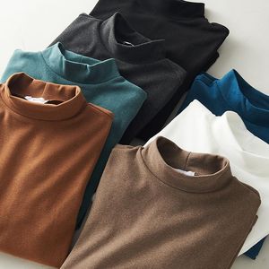 T-shirts pour hommes MRMT 2023 marque demi col roulé bas chemise Plus velours chaud tendance haut intérieur ample T-Shirt à manches longues