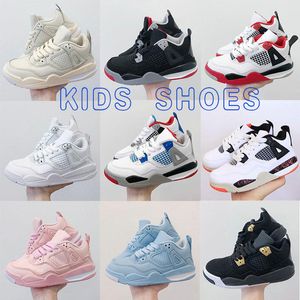 Jumpman 4 Kids Basketball Shoes for Salt Chicago Black Red 4s Infant Boy Girl Sneaker Toddlers Fashion Baby Trainers Children Footwear Athletic Outdoor Shoe Eur 26-35