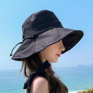 Berretti Summer Women Bucket Hats Fashion Big Brim Pieghevole Cappello da sole Outdoor Beach Panama Caps Visiera Fisherman Cap For Travel