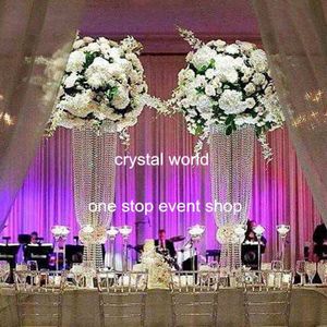 Yeni stil çiçek aranjman merkezinde metal kristal çiçek standı yol kurşun düğün zemin altın düğün dekorasyon