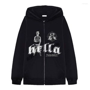 Heiße art männer Hoodies Drucken Up Hoodie Männer Retro Lose Mäntel Harajuku Casual Gothic Mit Kapuze Sweatshirt Y2K Streetwear Übergroßen tops