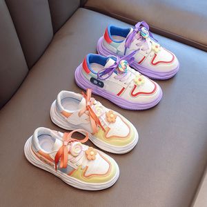 Sneakers Children Sports Shoes Autumn Korean Cute Flowers Candy Decorative White Shoes Boys Girls Shoes Board Sneakers Zapatos 230705
