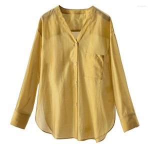 Kadın bluzları Yaz Blusas Mujer de Moda 2023 Verano Lyocell Polyester İnce Blusa Feminina Kadın Üstleri Gömlek Bluz Kadınlar