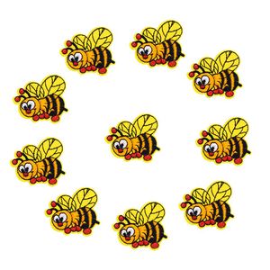 10PCS red feet bee embroidery patches for clothing iron patch for clothes applique sewing accessories stickers on clothes iron on 214i