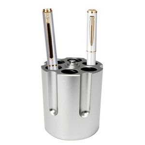 Pencil Cases Cylinder Pen Holder Revolver With 6 Slots Design Heavy Duty NonSlip Aluminum Office Cre 230705