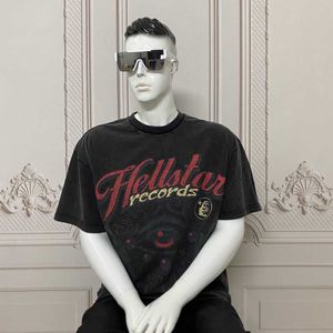 Modne ubrania od projektantów Koszulki Hellstar Records New American High Street Fashion Brand Zużyte Uszkodzone Wielkie oczy Luźne krótkie rękawy Męskie Rock Hip hop