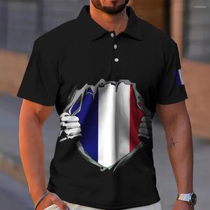 Polo da uomo Bandiera della Francia Polo Stampa 3d Allentato Oversize Street Casual Manica corta Top Tees Abbigliamento uomo di alta qualità