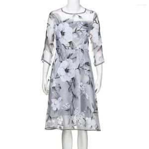 Floral Print grey casual dress for Women - Perfect for Weddings, Parties, Proms, and Cocktail Parties