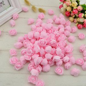 Dekorativa blommor 500 st 3,5 cm Mini PE-skum Fake Rose Flower Head Artificiell handgjord DIY Bröllopsinredning Alla hjärtans dag Presentförpackning