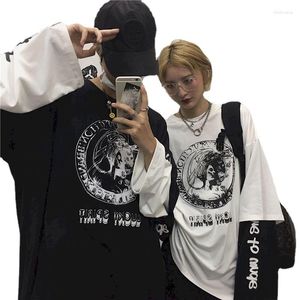 Men's T Shirts Y2K T-Shirts Men Vintage Dark Cotton T-shirt Black Anime Tops Unisex Autumn Long Sleeve Gothic Oversized Streetwear Tee