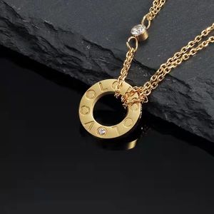 Fashion Necklaces LOVE necklace luxury Designer Jewelry party Sterling Silver double rings diamond pendant Rose Gold necklaces for women chain jewelry