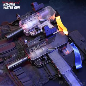 銃のおもちゃ HZISMG UZI 電動水鉄砲子供プラスチッククールおもちゃ夏ウォーターブラスターエンターテイメントおもちゃ AC86 230705