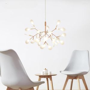 Kolye lambaları sanat Led avize lambası ışık Nordic Modern Şubeler Ateşböceği Asılı Oturma Odası Ev Dekorasyonu Lüks Armatür