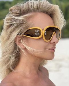 Tasarımcı güneş gözlükleri dalga maskesi loewe güneş gözlükleri büyük çerçeve kadınlar erkek polarize gözlükler asetat fiber hip hop lüks klasikler güneş gözlüğü UV400 koruyucu camlar