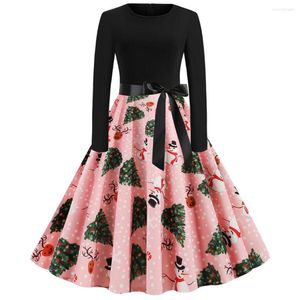 Casual Dresses Women Vintage Long Sleeve Christmas 1950s Housewife Evening Party Prom Dress Summer One-Piece Women'S Female Clothing