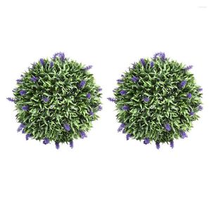 Decorative Flowers 2 Pcs Simulated Lavender Hanging Ball Artificial Plastic Purple Leaves Office