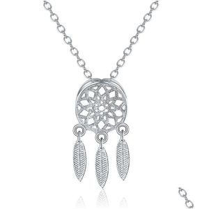 Orecchini Collana 30% 925 Sterling Sier Set di gioielli Coreano Acchiappasogni Piuma Ciondolo Stud Set Per Donna Donna Moda Drop D Dhnuv