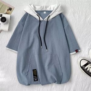 Men's Hoodies 2023 Men Summer Short Sleeve Sweatshirt Loose Casual Pullover Harajuku Hooded Tops Male Sweatshirts