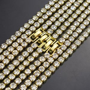 Wisiorek naszyjniki moda Iced Out bransoletka tenisowa naszyjnik łańcuch męski Hip-Hop biżuteria kobiety 18/20/22/24 cal Choker Rhinestone