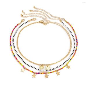 Charker 2023 Fashion Bohemia Girl Chain Bead Star Star Colorful Conjunto de Jóias de Hiphop de Pingente de Coração Simples